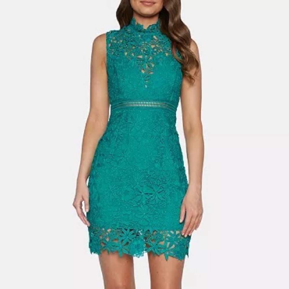 Green lace Bardot dress